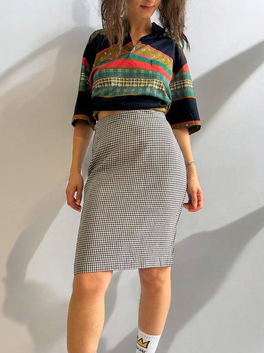 Vintage Plaid Midi Skirt