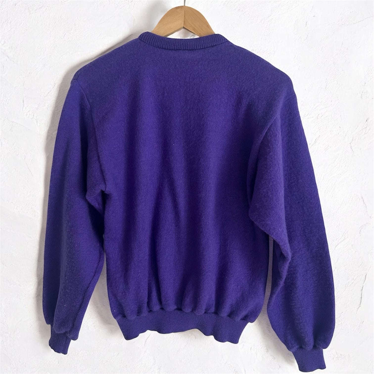 Vintage 80s Statement Knit – Royal Purple & Gold Bow Detail