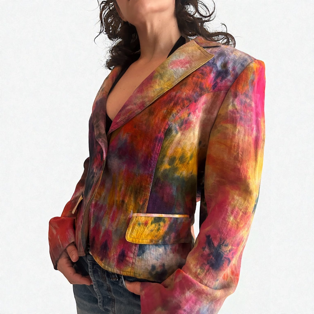 Y2K Abstract Tie-Dye Structured Blazer