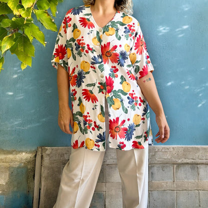 Vintage Floral Long Shirt