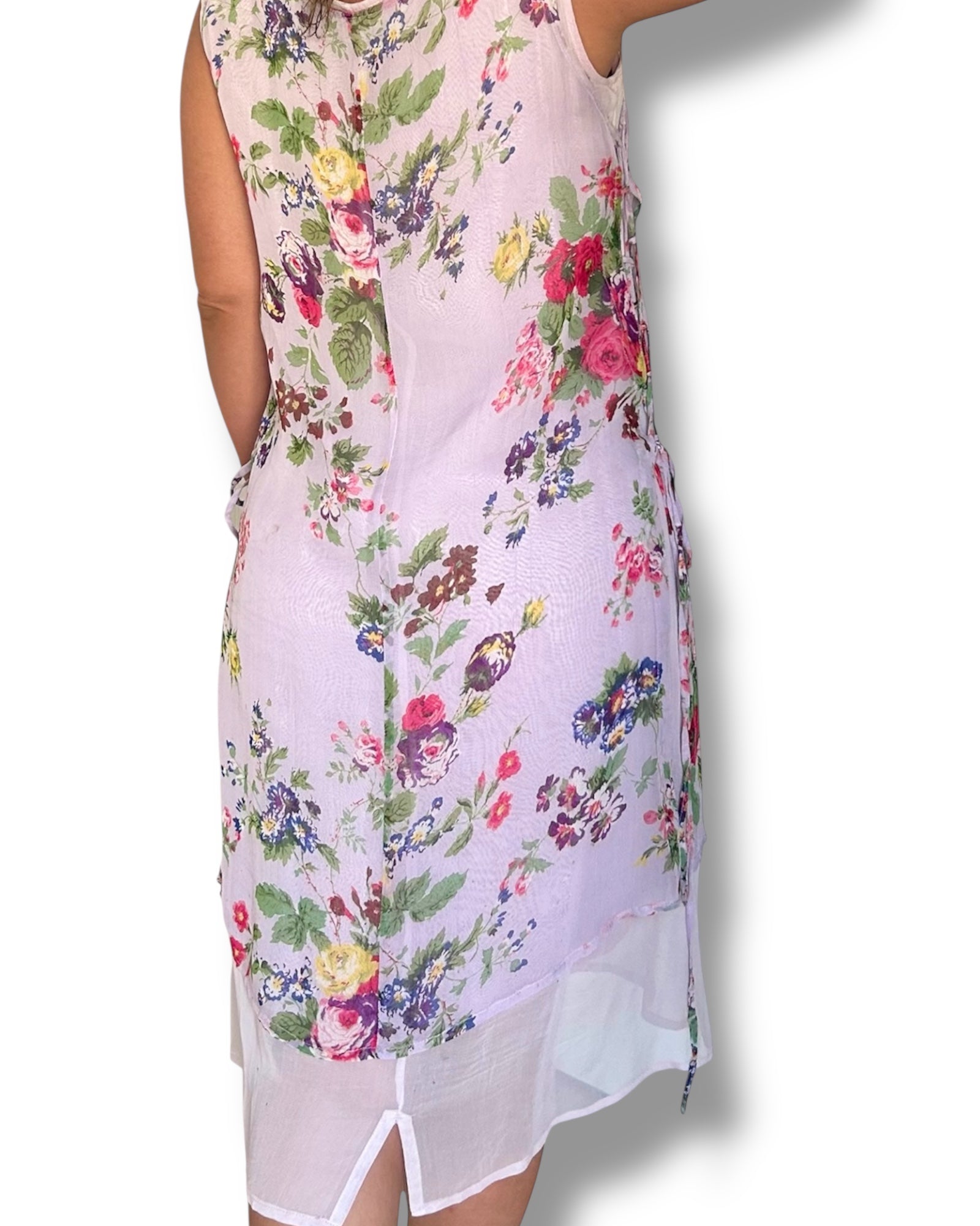 Vintage Lilac Floral Sheer Midi Dress
