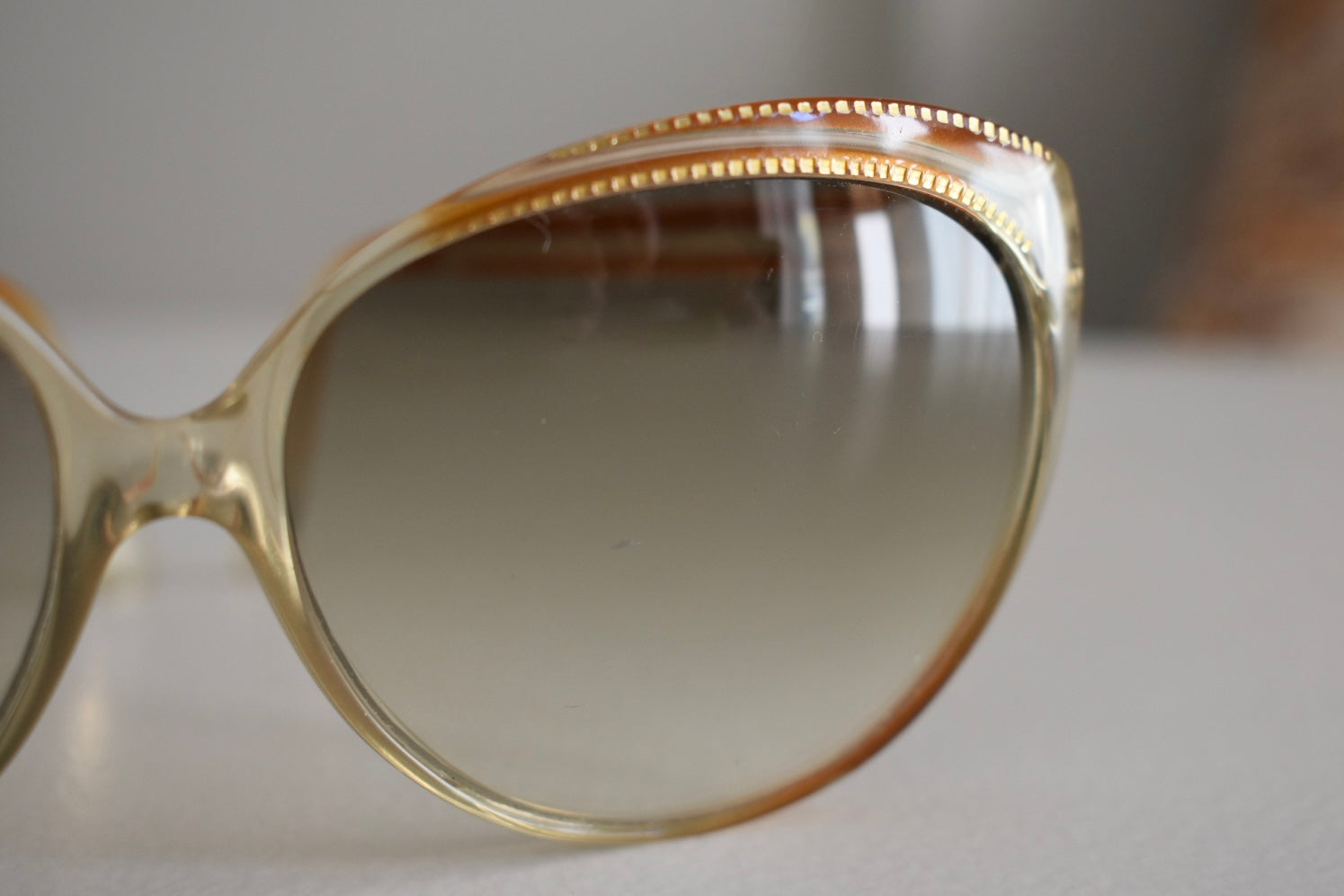 Vintage 1970s Sunglasses – Orange Frame with Gold Details