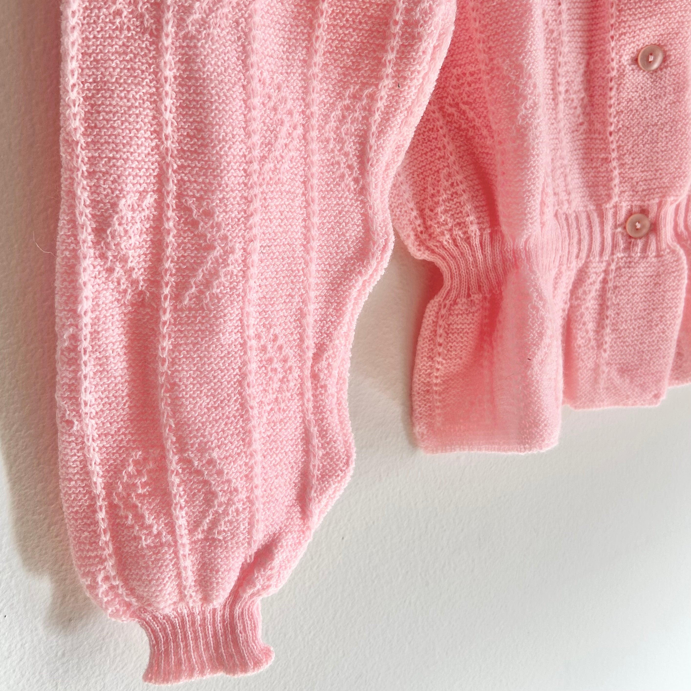 Vintage Romantic Pastel Pink Virgin Wool Cardigan