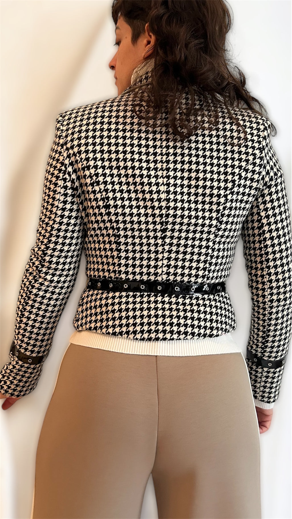 Y2K Houndstooth Blazer – Black & White