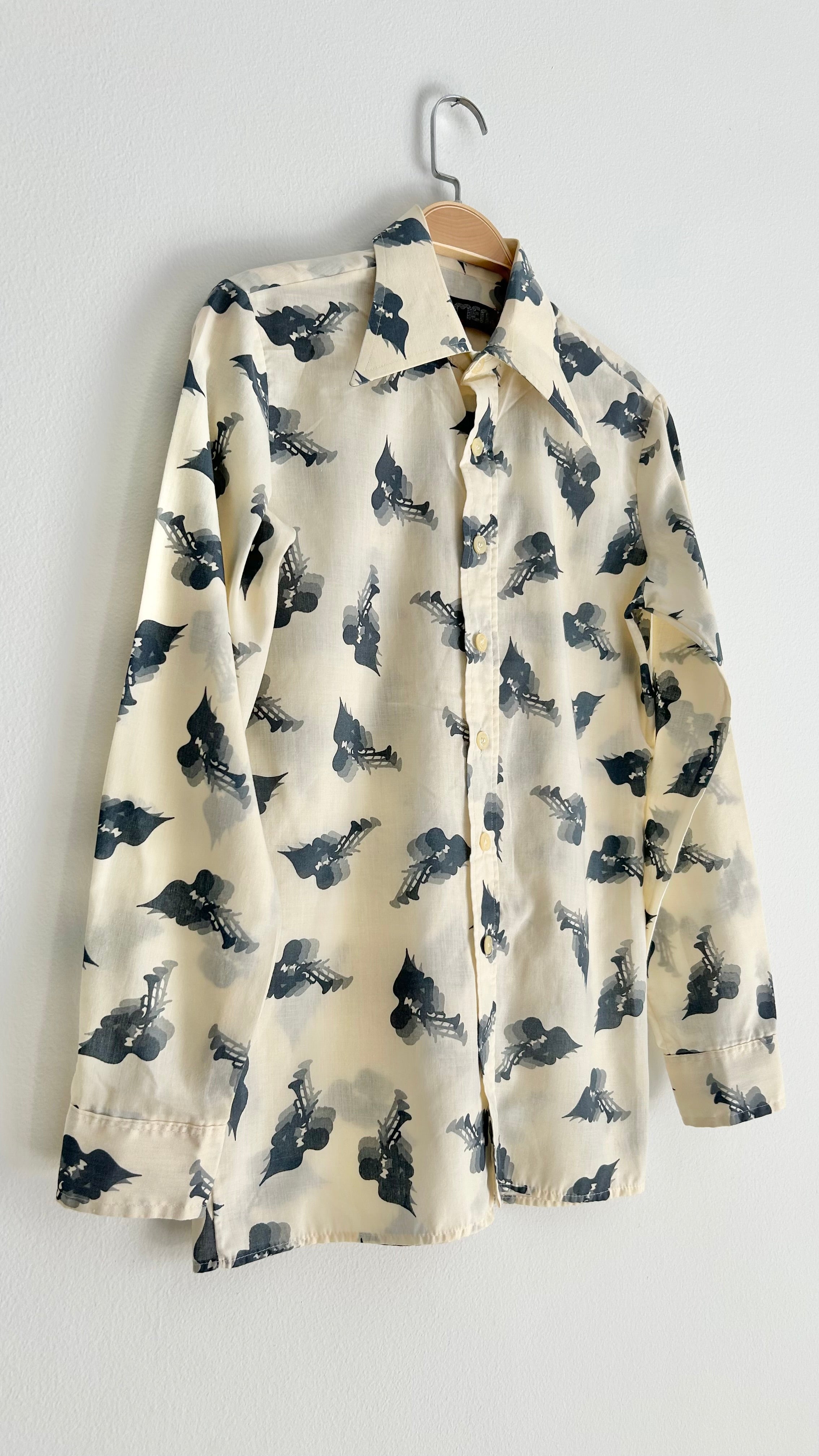 Vintage Musical Print Shirt – 70s