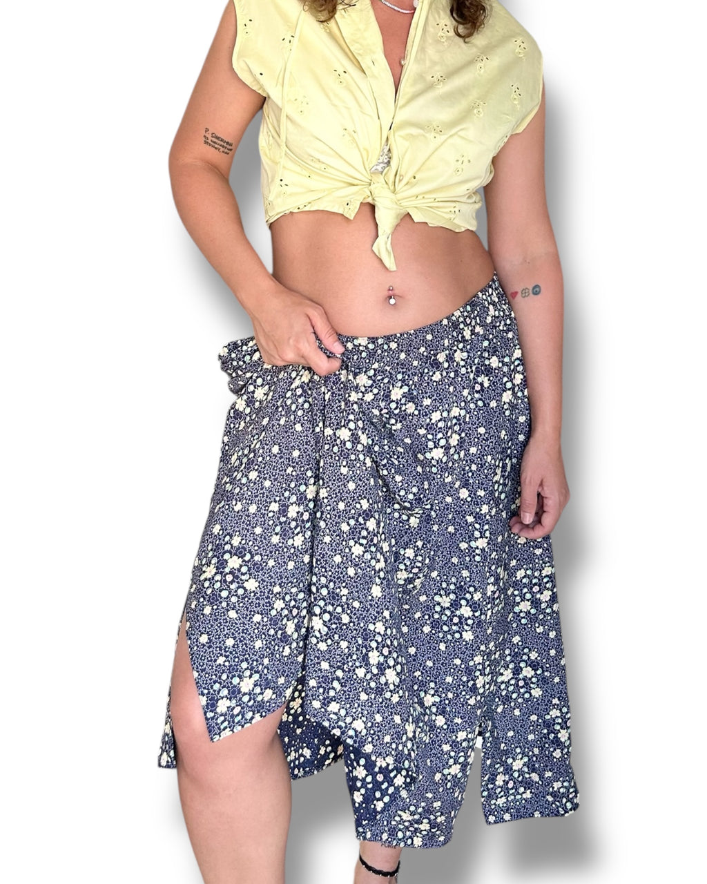 Floral Midi Skirt – Lightweight Viscose