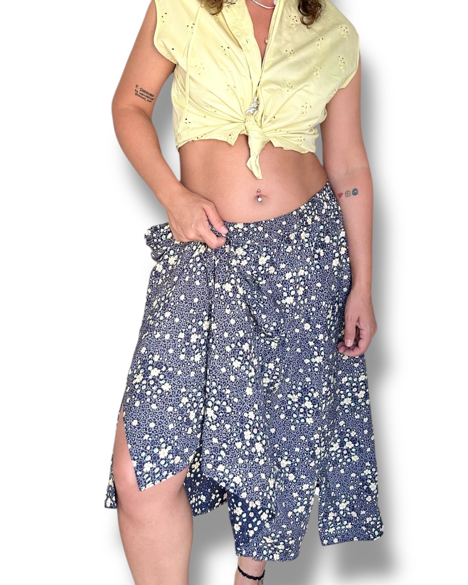 Floral Midi Skirt – Lightweight Viscose
