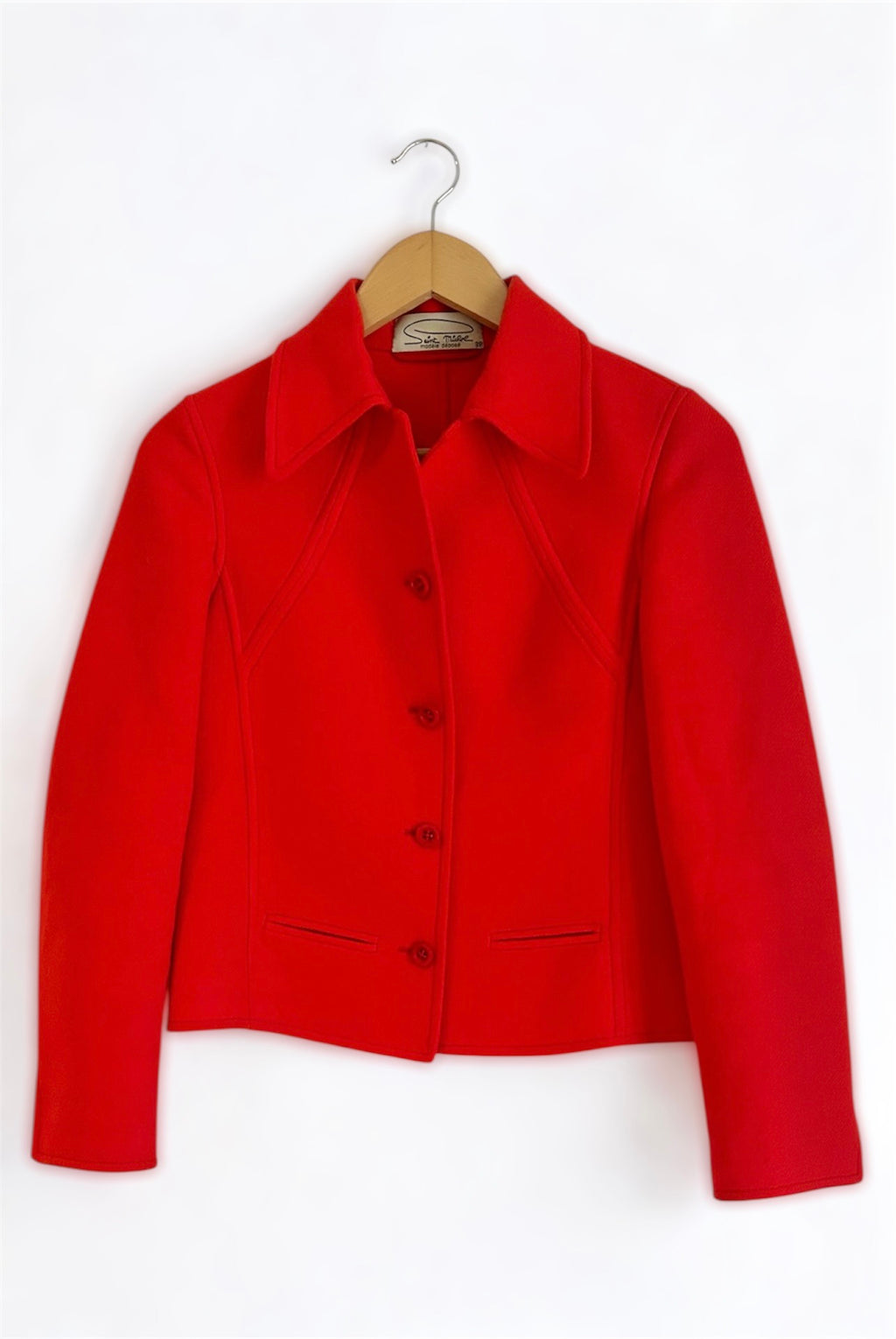 Vintage Wool Blazer – Burnt Red