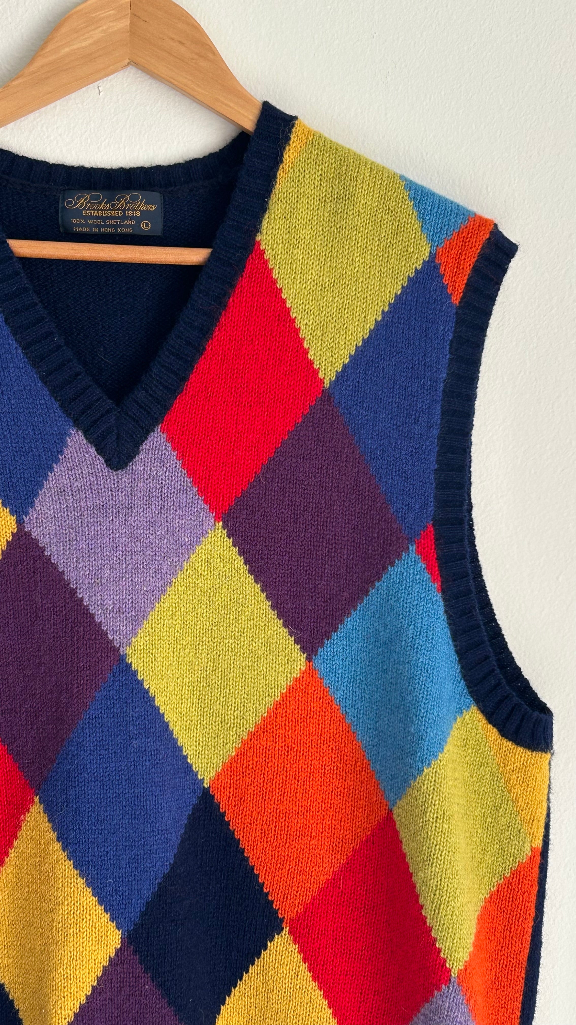 Classic Shetland Wool Vest – Argyle Pattern