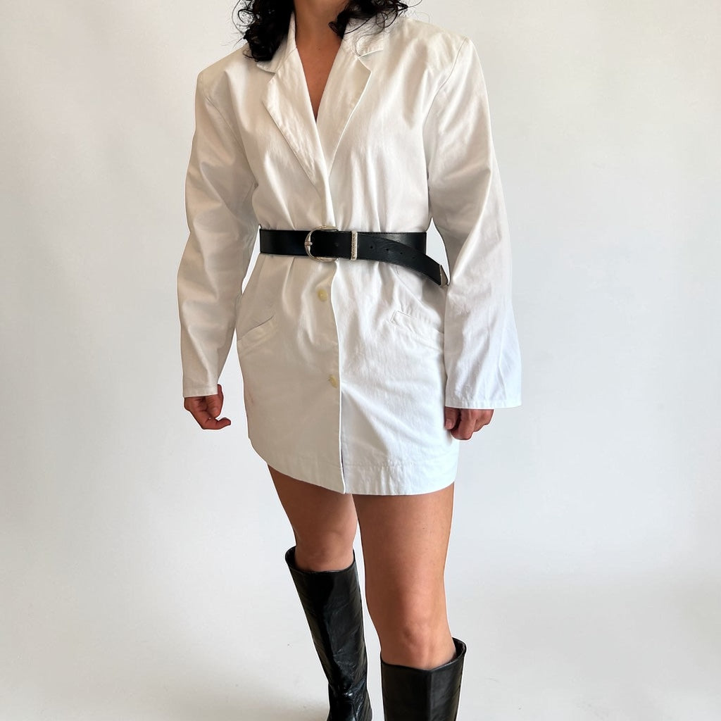 Vintage 90s White Maxi Blazer