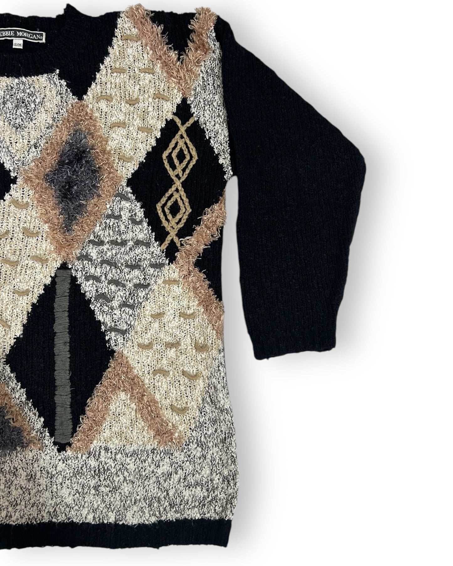 Vintage Patterned Black Sweater