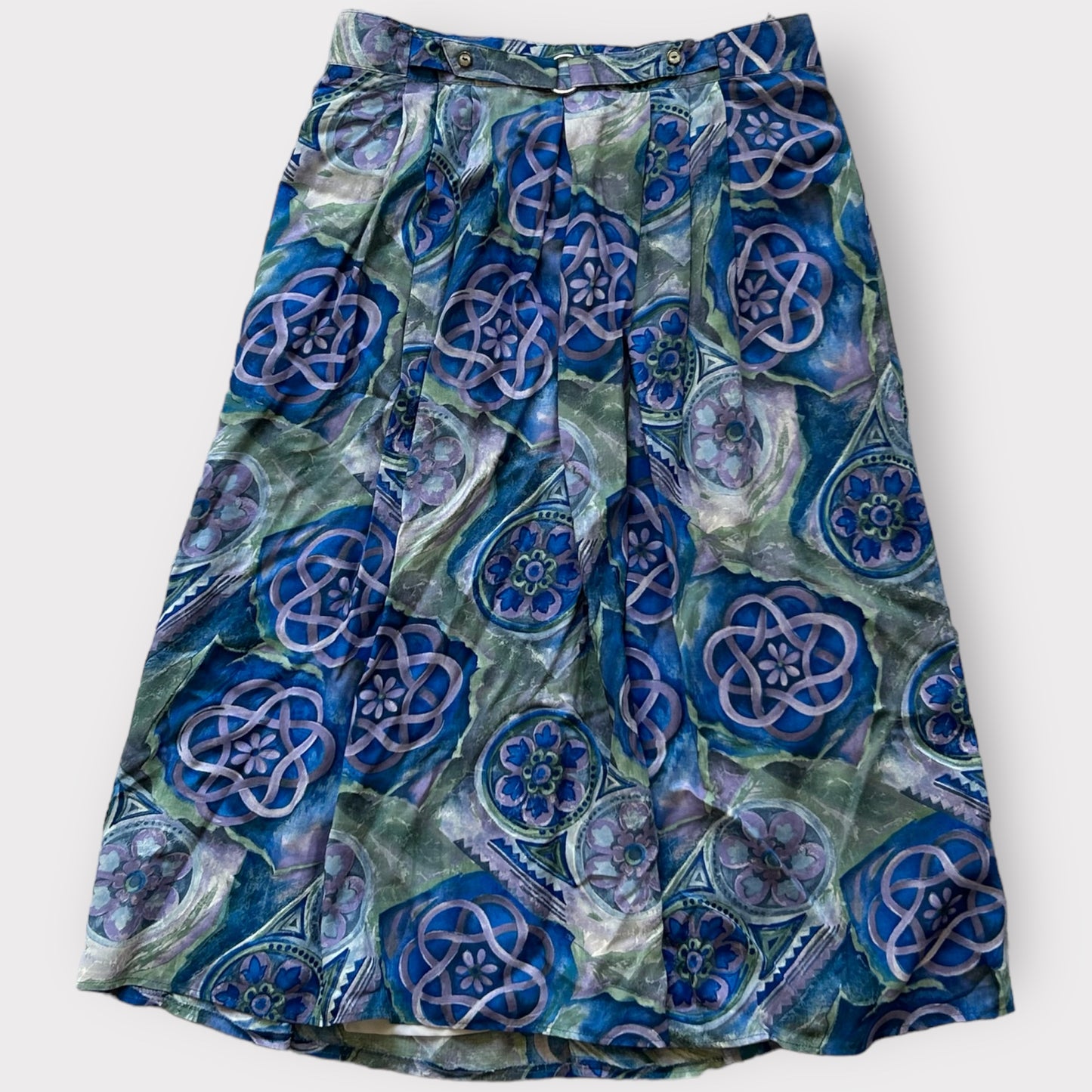 Vintage Patterned Pleated Skirt