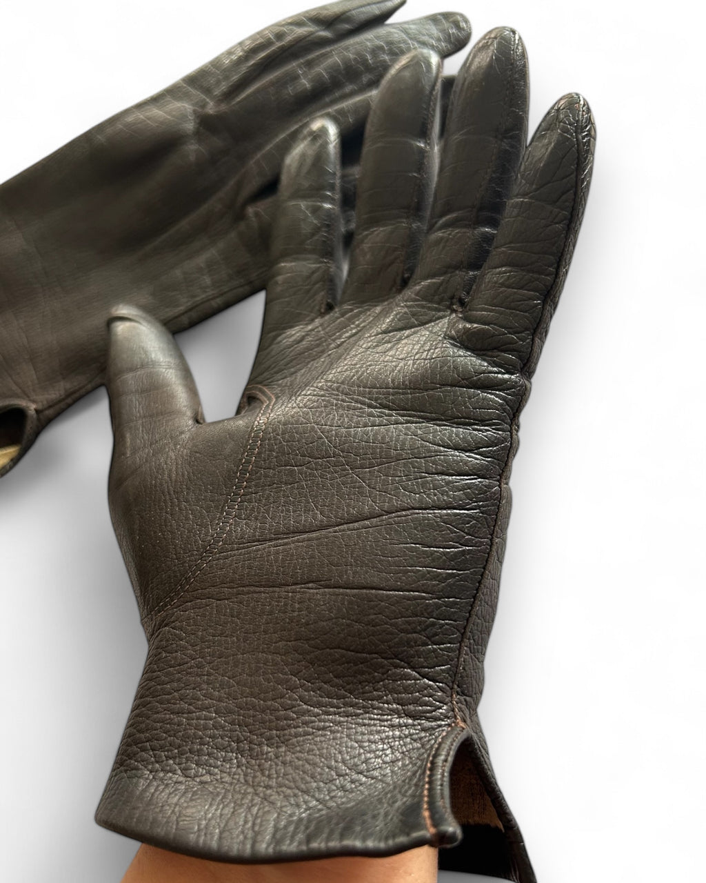 Vintage Classic Dark Brown Leather Gloves