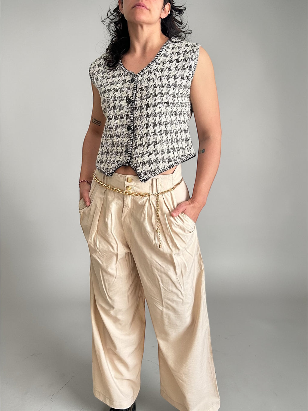 Vintage High-Waisted Pleated Culottes