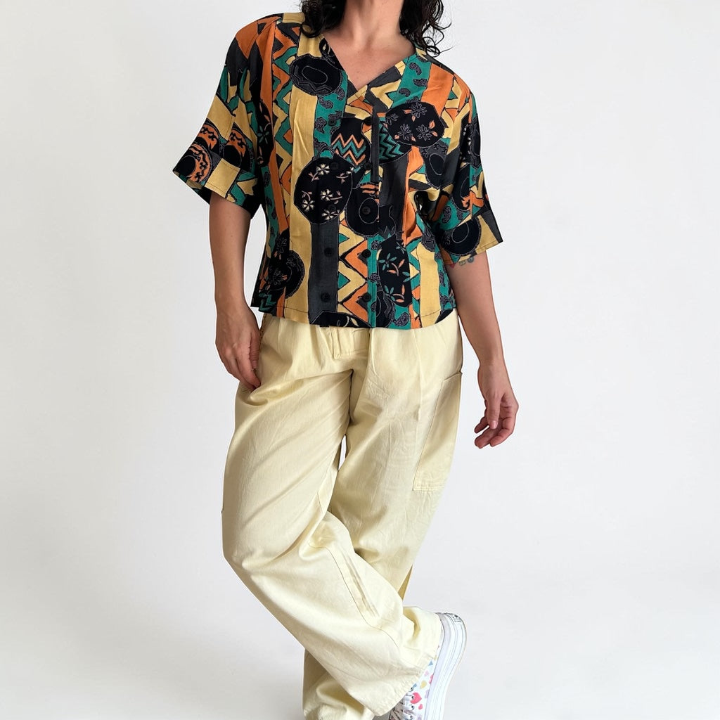 Colorful 90s Statement Blouse • Geometric Shapes