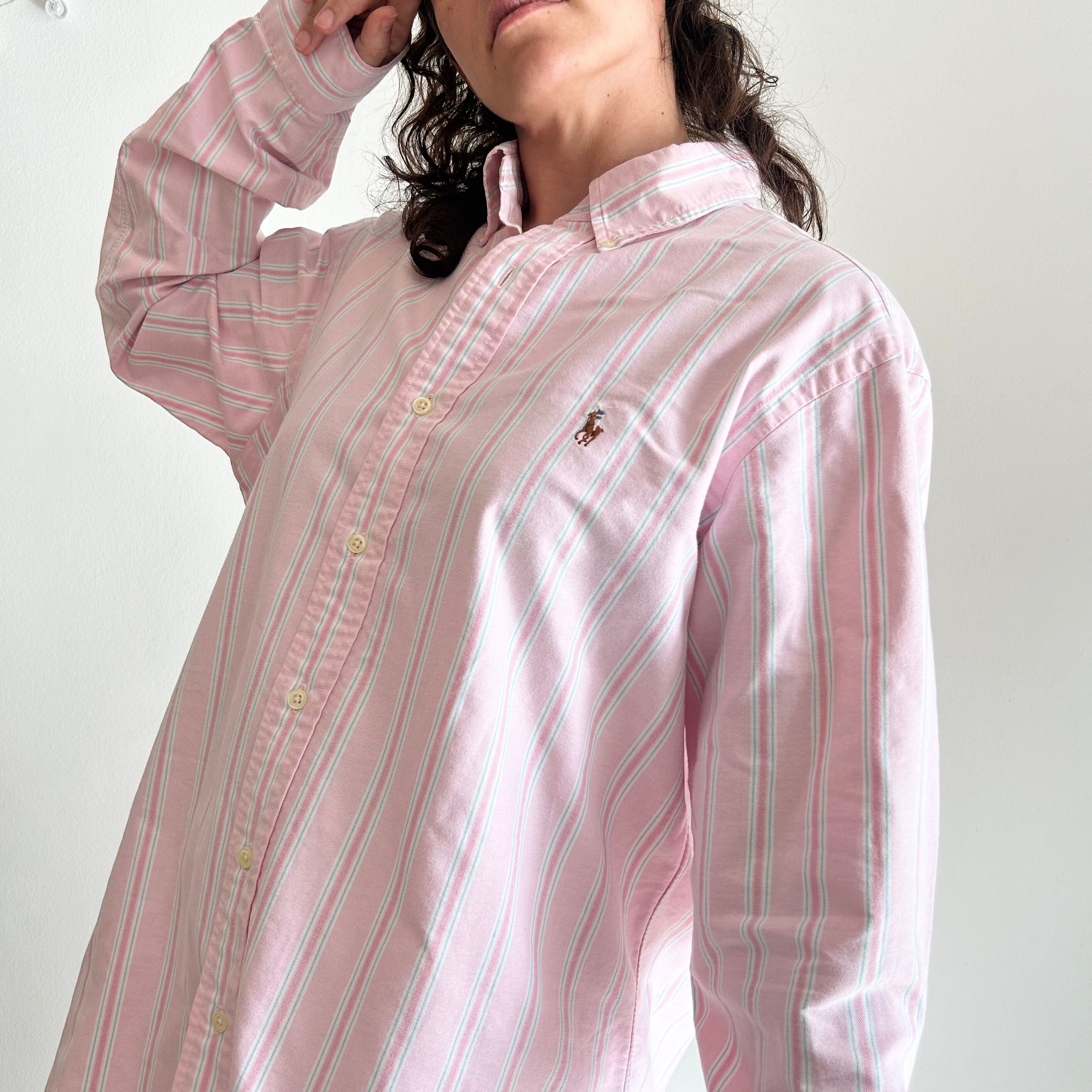 Polo Ralph Lauren "Custom Fit" Oxford – Pink & Mint Candy Stripe