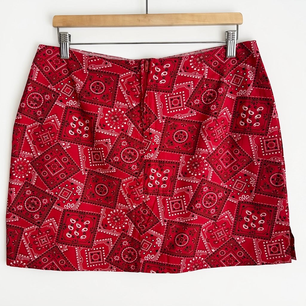 90s Red Bandana Lace-Up Skort