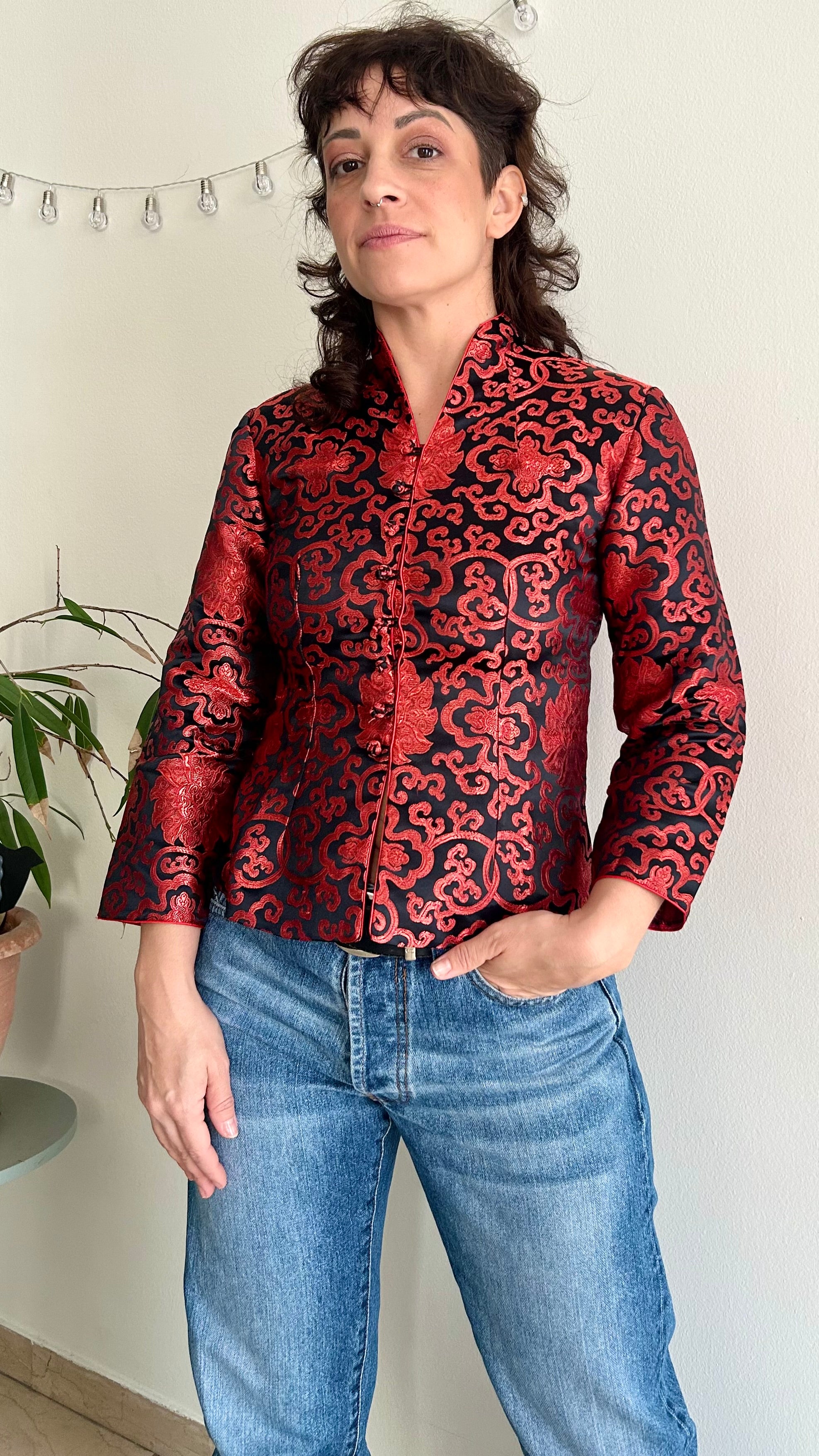 Vintage Chinoiserie Jacquard Blouse