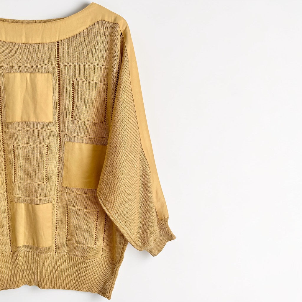 Retro Short Sleeve Knit Top • Soft Mustard