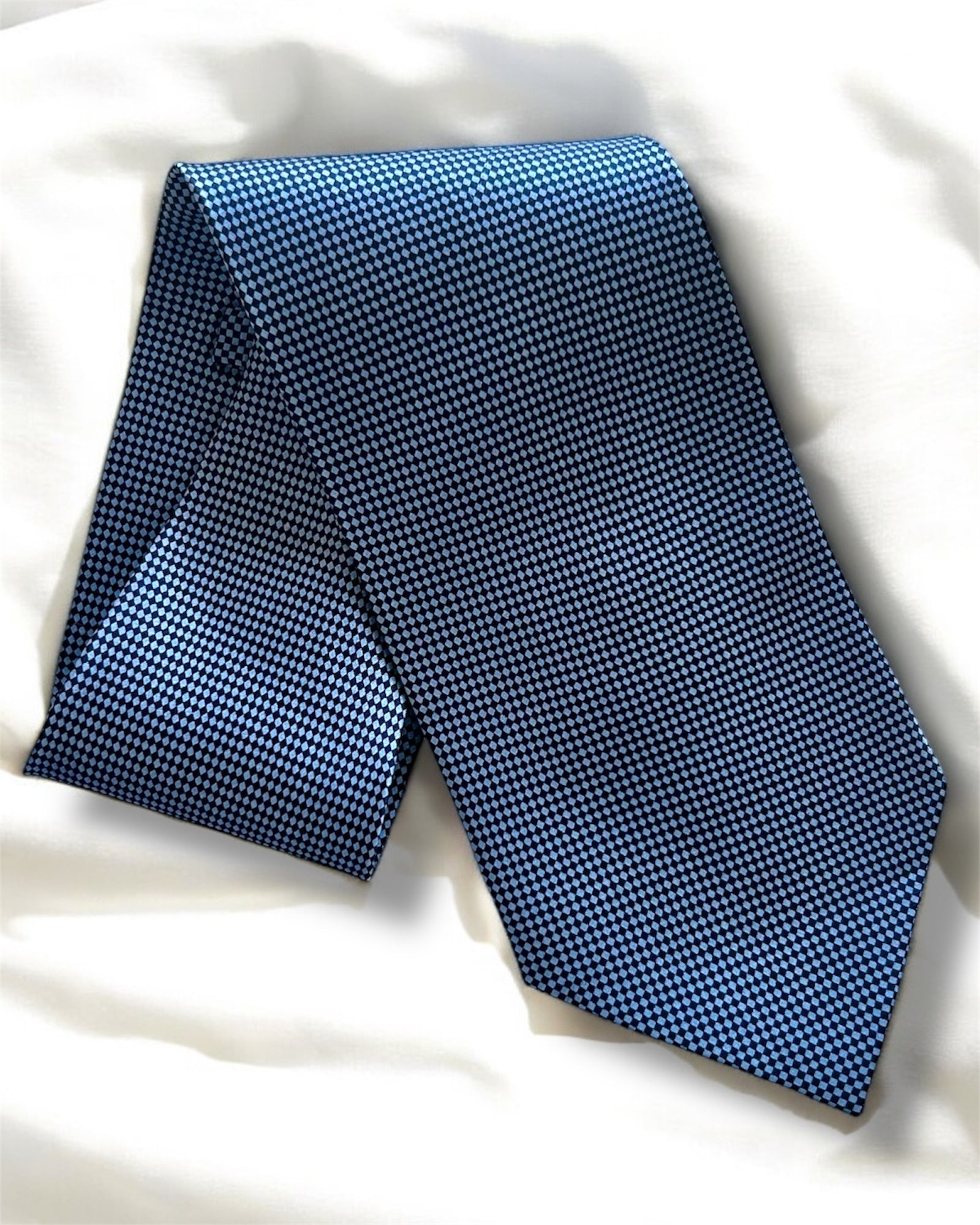 Vintage 100% Silk Tie — Blue Micro Pattern