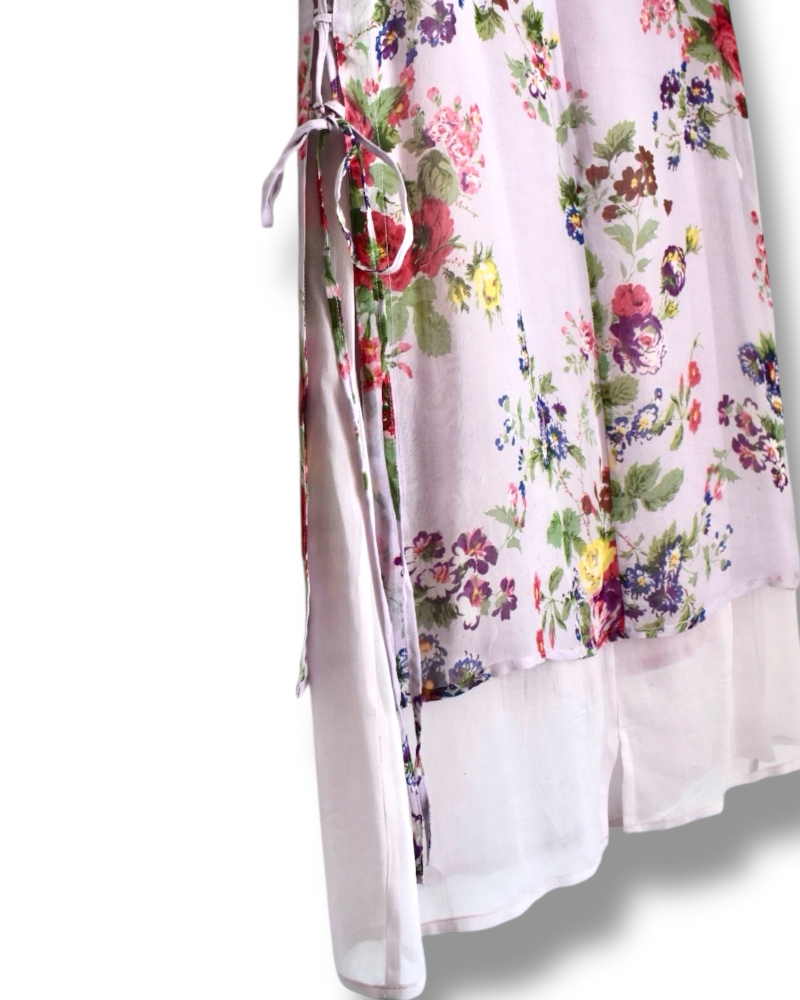 Vintage Lilac Floral Sheer Midi Dress