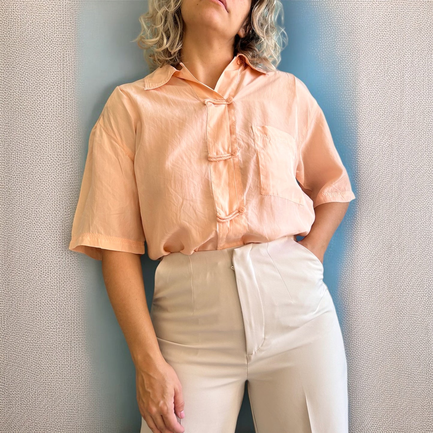 Vintage Silk Peach Shirt