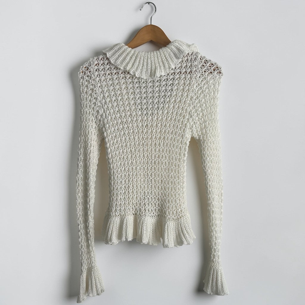 Y2K Coquette Ruffled Cardigan • Soft Cotton Blend