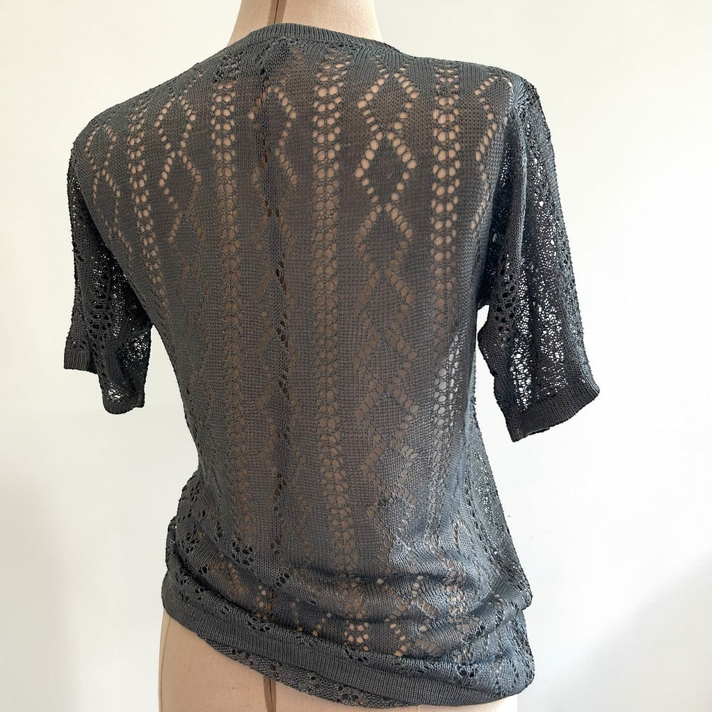 90s Aesthetic Mesh Knit Short Sleeve Top