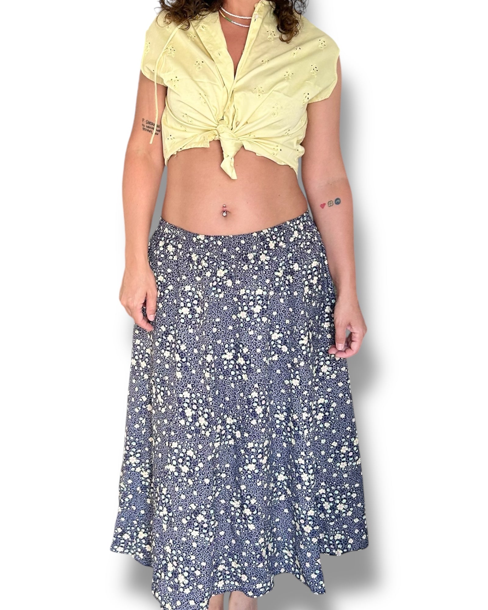 Floral Midi Skirt – Lightweight Viscose