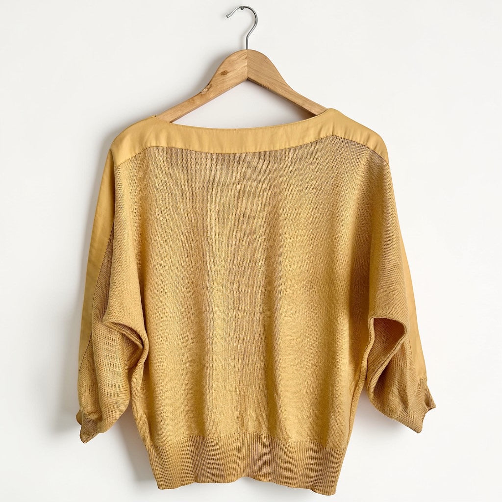 Retro Short Sleeve Knit Top • Soft Mustard