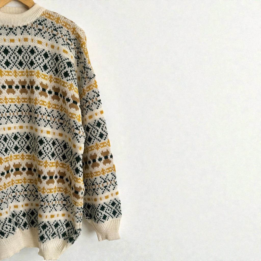 Vintage Nordic Pattern Knit Sweater