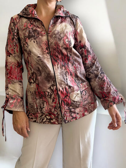 Vintage Patterned Jacket with Shoulder Pads