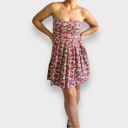 Vintage Floral Strapless Dress