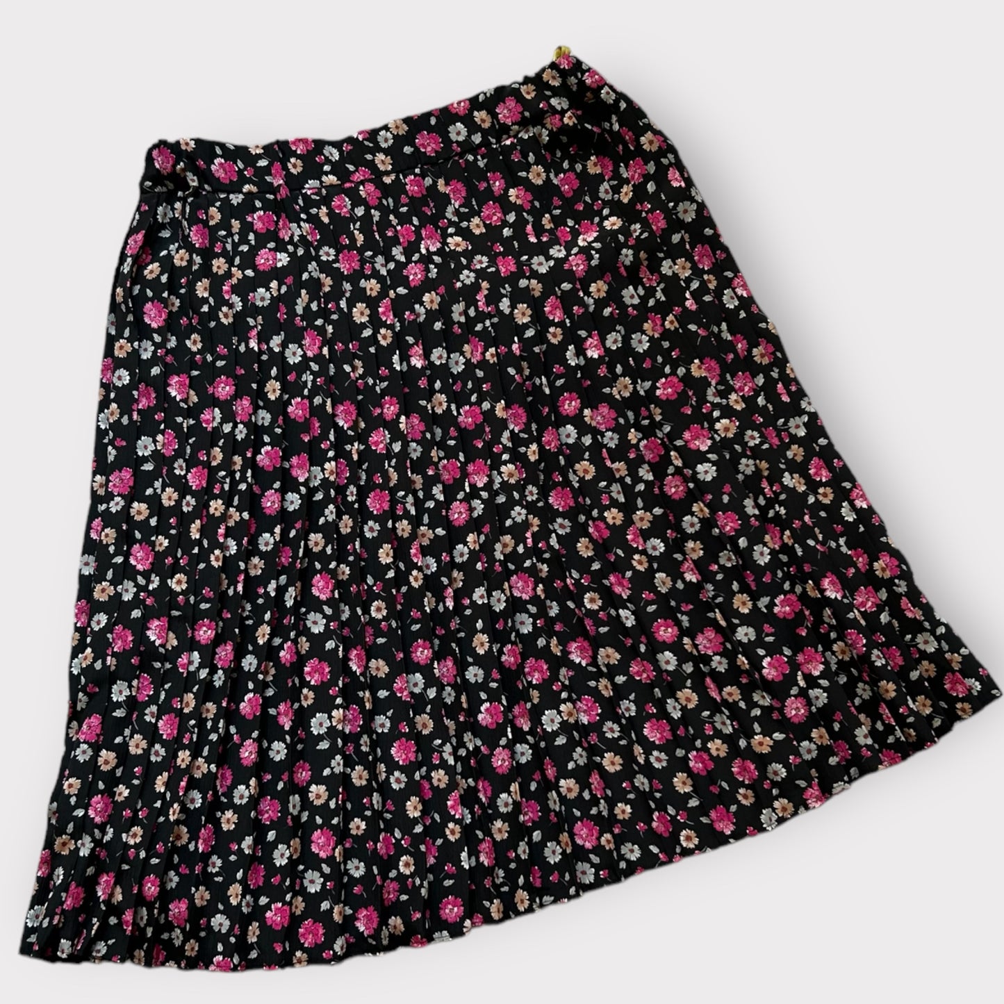 Vintage Floral Pleated Midi Skirt