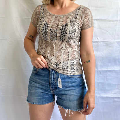 Vintage See Through Top Light Brown