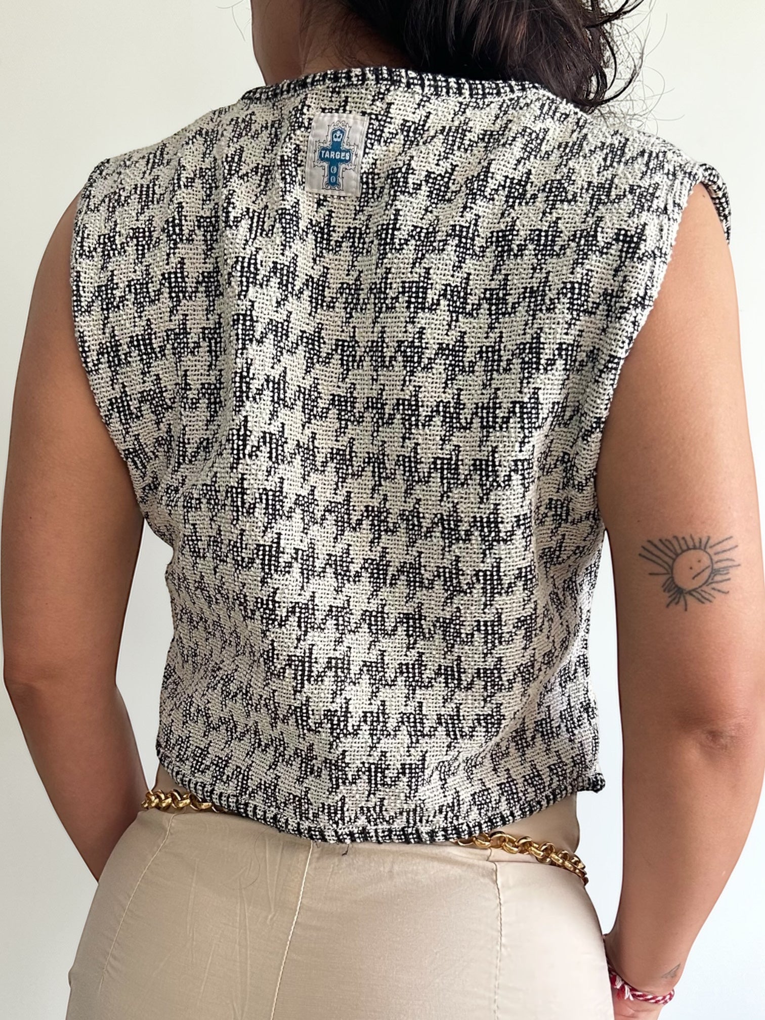 Vintage 90s Houndstooth Pattern Knit Vest