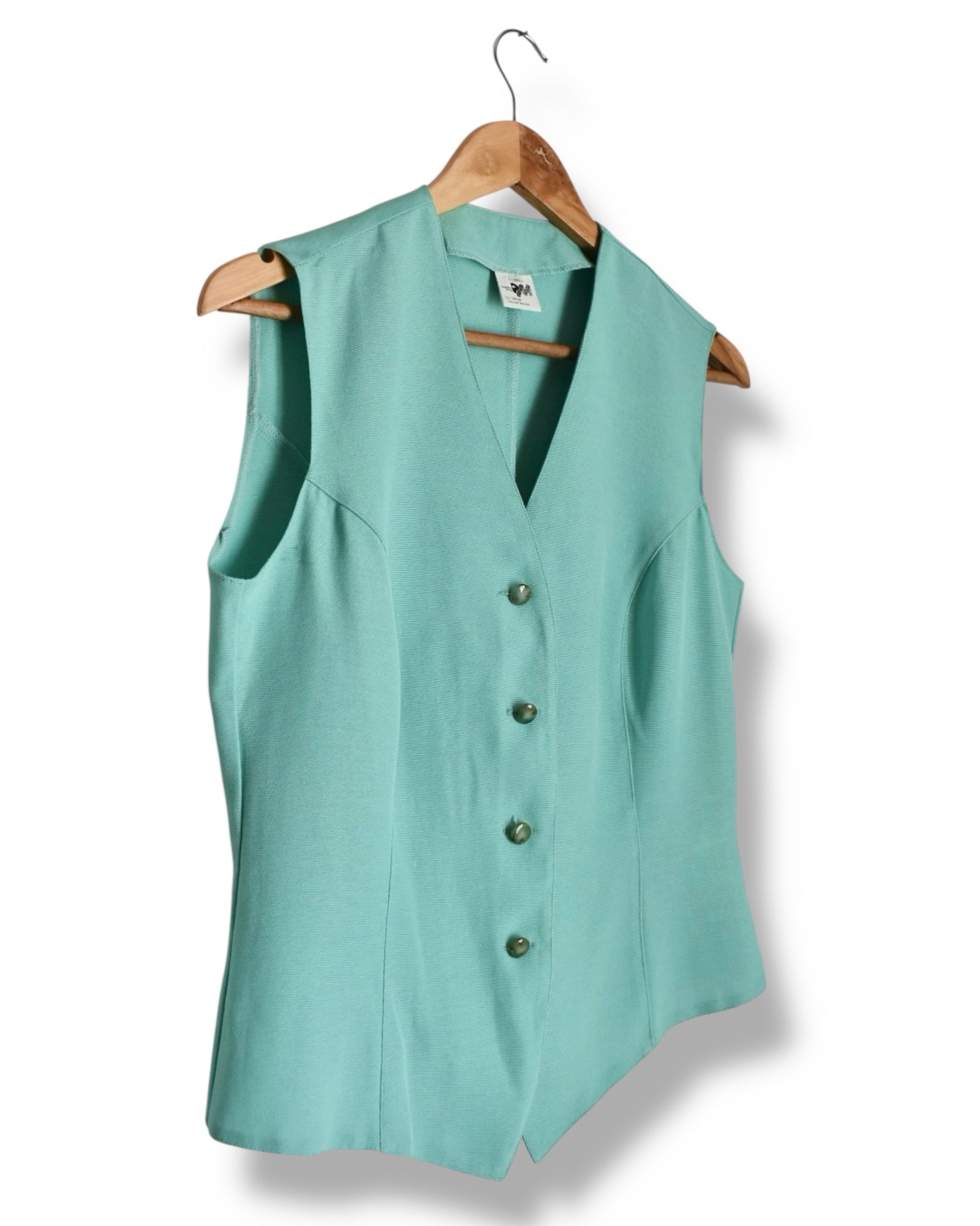 90s Women’s Vest – Mint Colour Ribbed (Size 40)