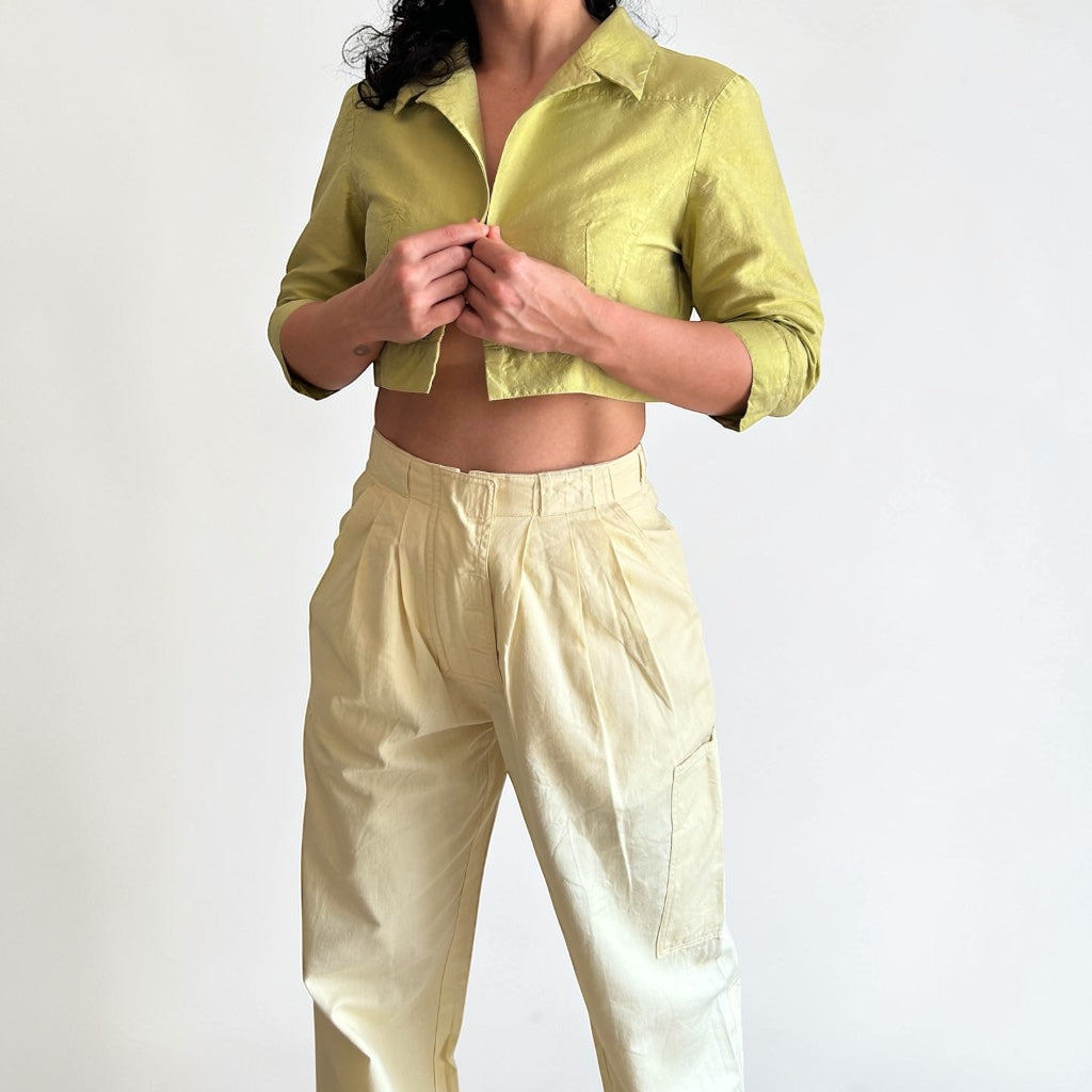 Luxury 100% Silk Cropped Bolero • Lime Green • Linea Raffaelli