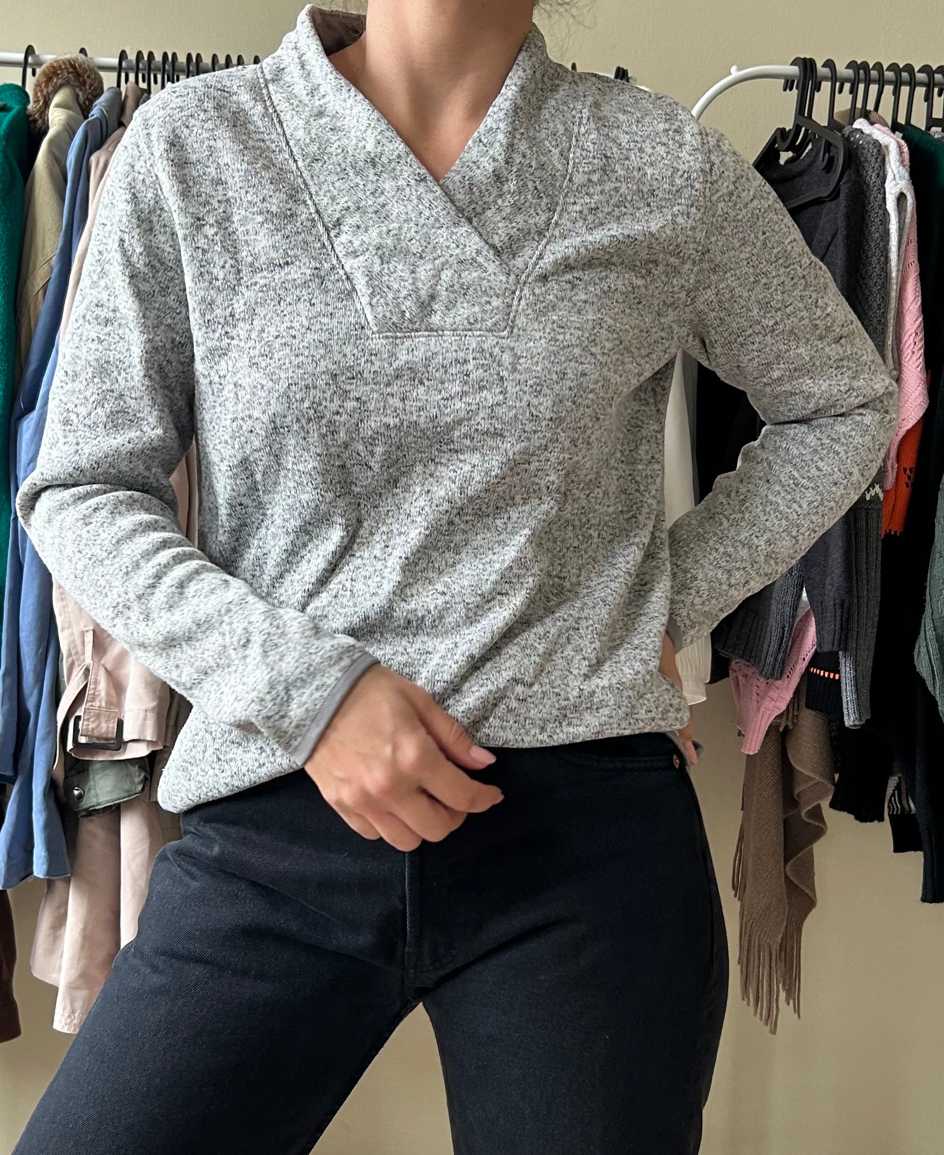 Grey Knitted Shel Fleece M