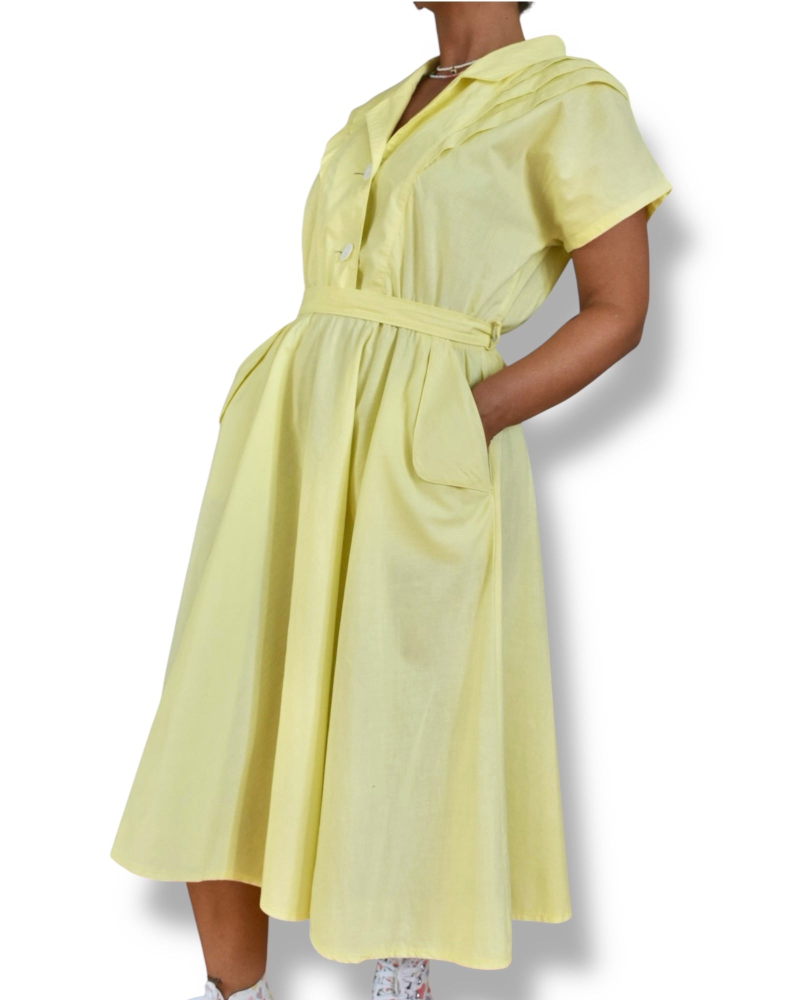1980’s Yellow Midi Dress with Pockets