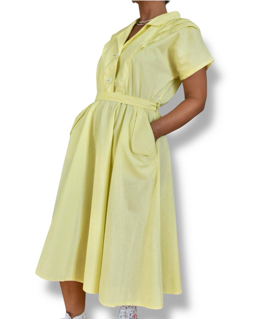 1980’s Yellow Midi Dress with Pockets