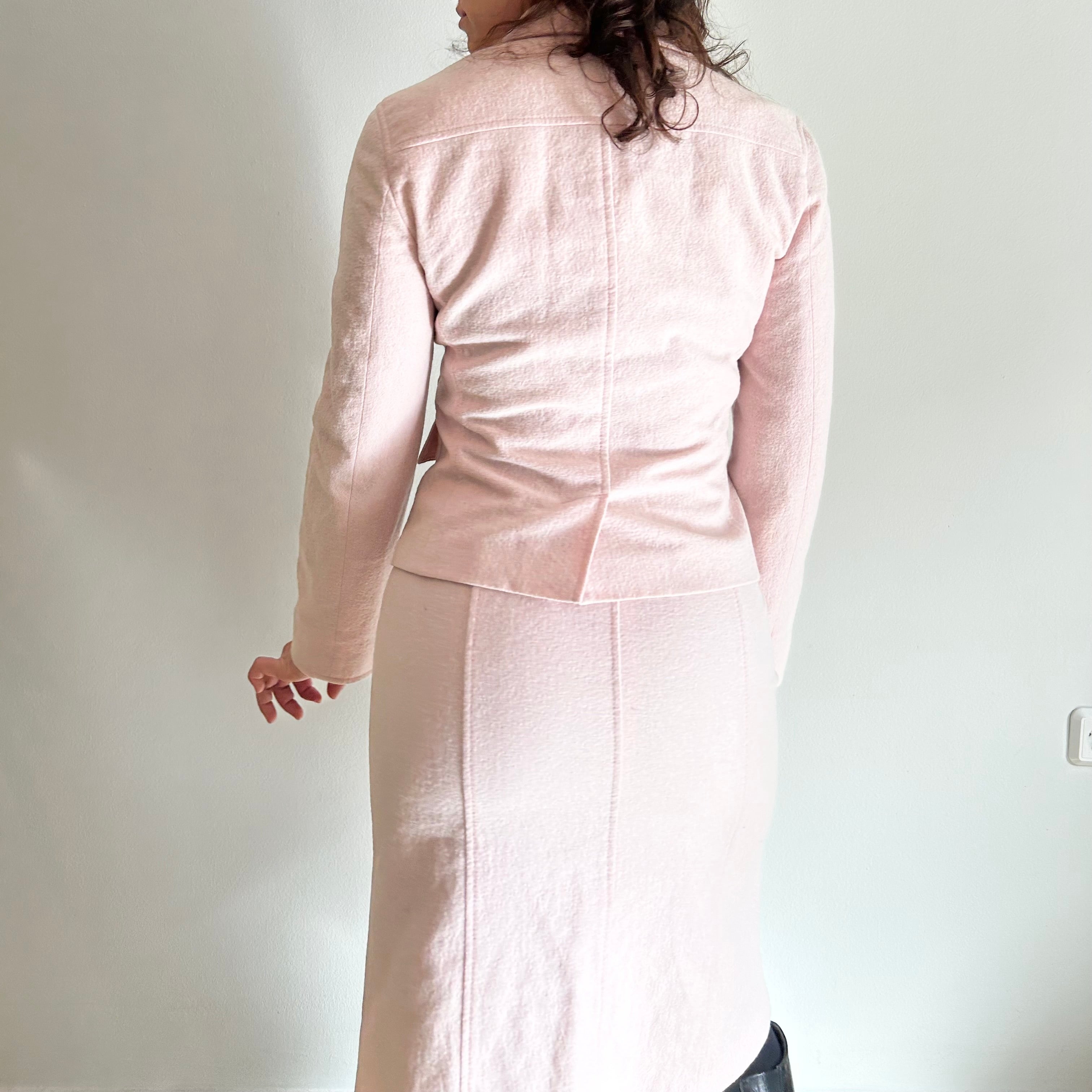 Vintage Set Skirt Suit – Soft Rose Virgin Wool & Cotton Blend