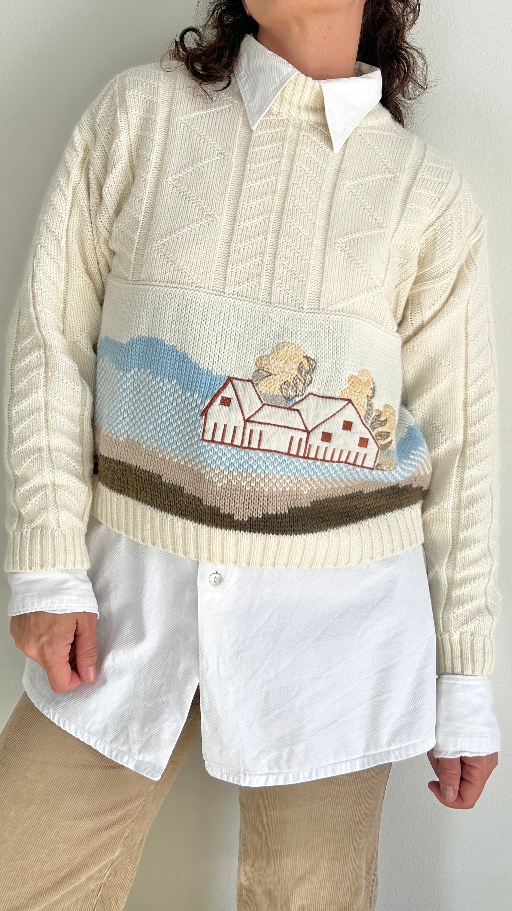 Vintage Embroidered Wool Blend Sweater