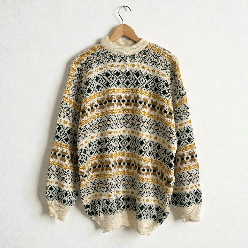 Vintage Nordic Pattern Knit Sweater