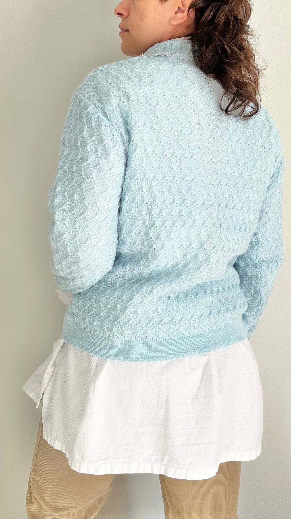 Light Blue Vintage Knit Cardigan