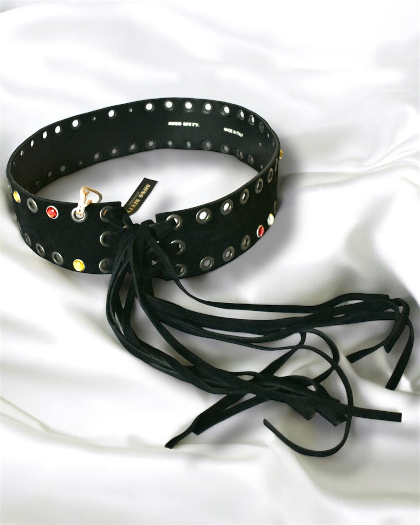 Miss Sixty “Ellie Belt” – Y2K Wide Suede Grommet Lace-Up Belt – Made in Italy – New with Tags