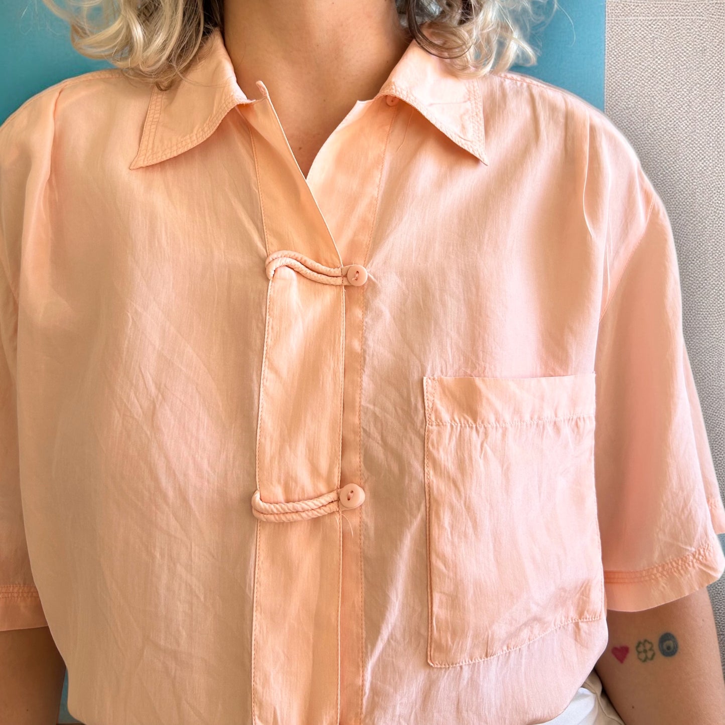 Vintage Silk Peach Shirt