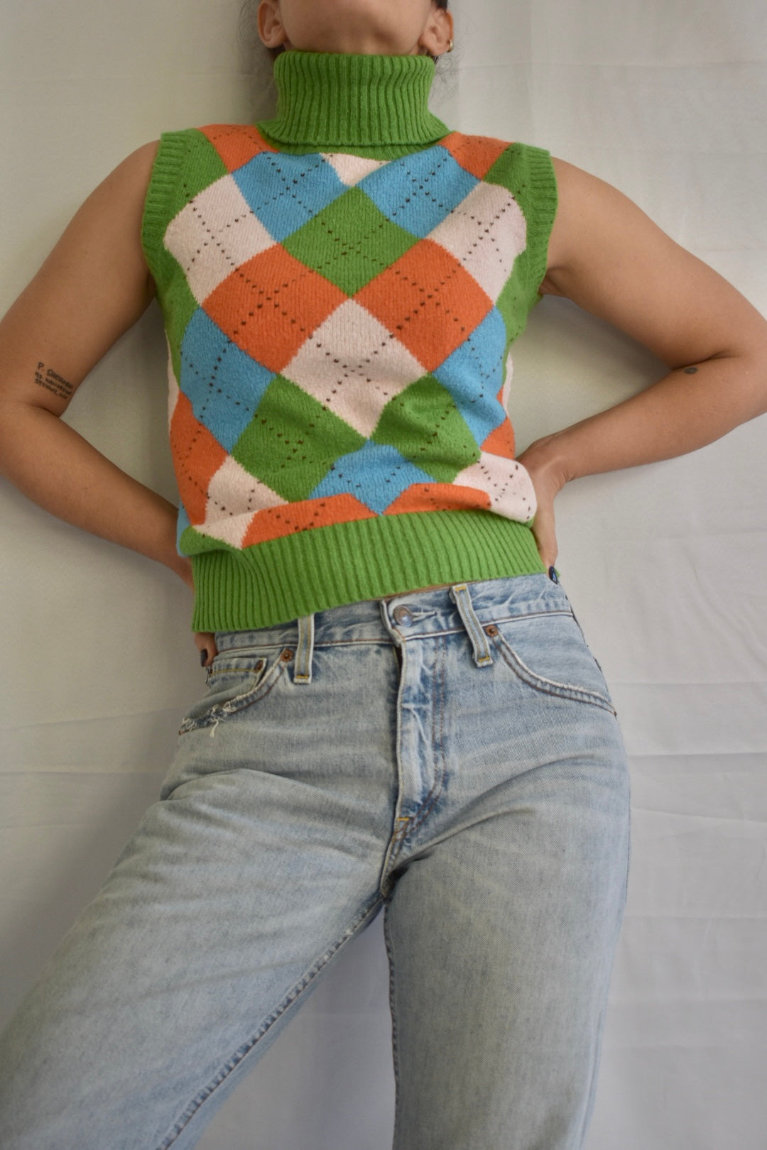 Colourful Knitted Wool Blend Vest