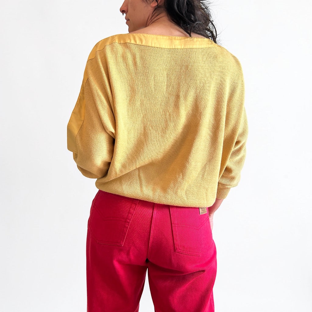 Retro Short Sleeve Knit Top • Soft Mustard