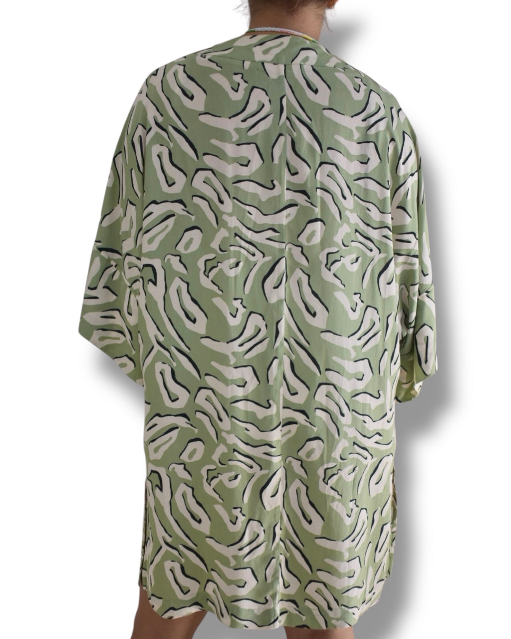 Vintage Abstract Green Kimono – Made in Brazil